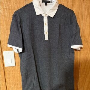 Banana Republic Luxury Touch Gray Polo with White Trim